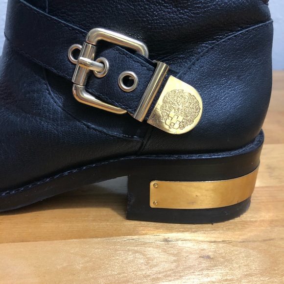 Vince Canute Black Leather Moto Boots Buckles Sz 8 - Picture 16 of 16